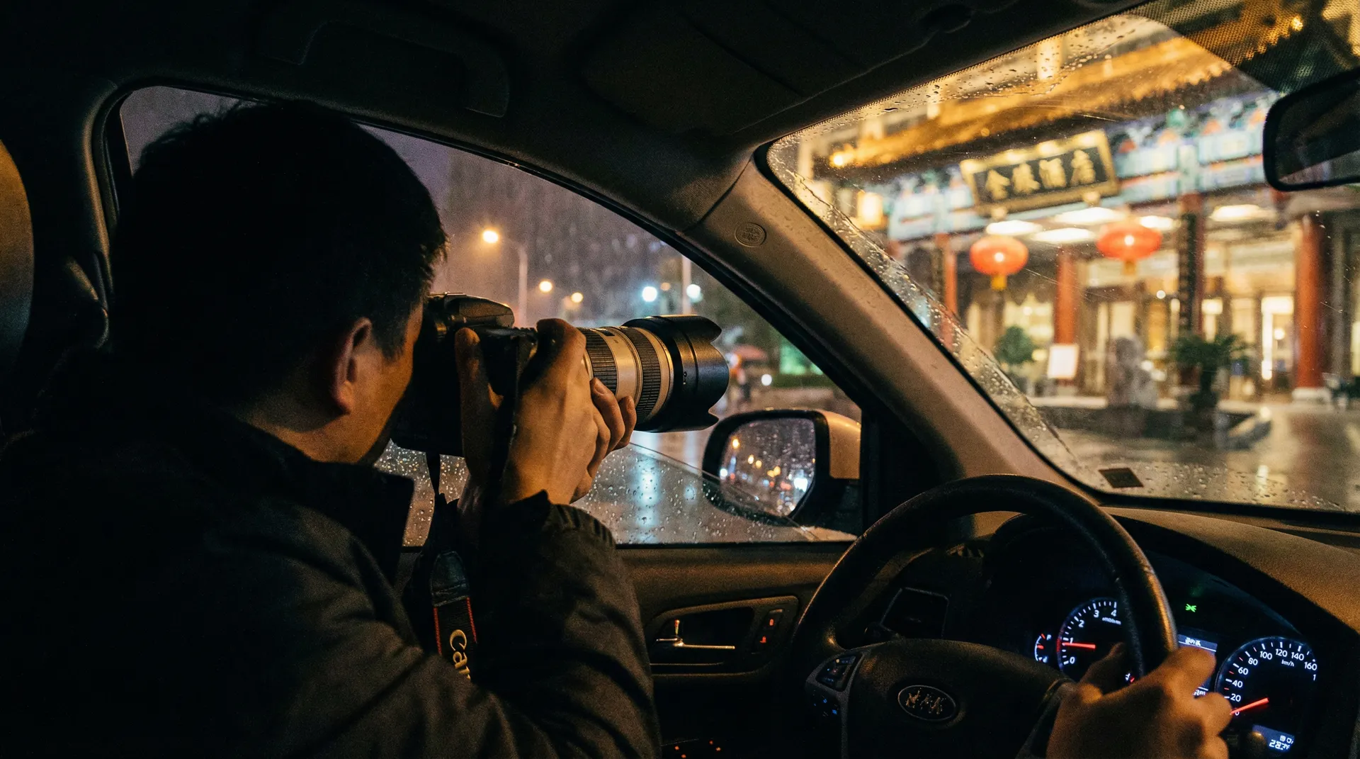 今日吃瓜 - 记者车内跟踪拍摄